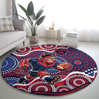Melbourne Demons Round Carpet Aboriginal Dot Pattern - Football Mascot Heritage Pride
