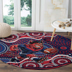 Melbourne Demons Round Carpet Aboriginal Dot Pattern - Football Mascot Heritage Pride