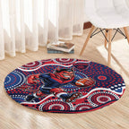 Melbourne Demons Round Carpet Aboriginal Dot Pattern - Football Mascot Heritage Pride