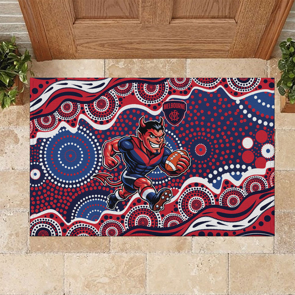 Melbourne Demons Rubber Doormat Aboriginal Dot Pattern - Football Mascot Heritage Pride