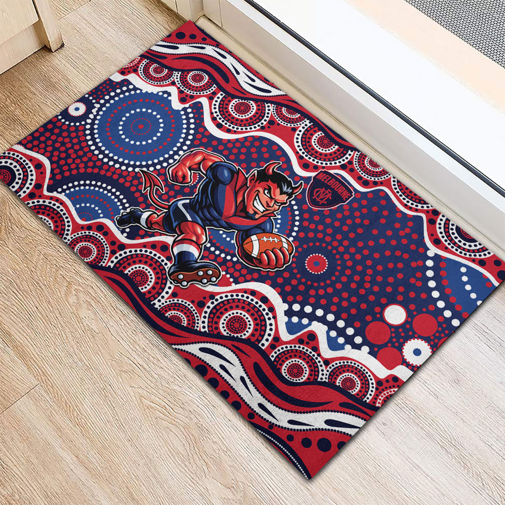 Melbourne Demons Rubber Doormat Aboriginal Dot Pattern - Football Mascot Heritage Pride