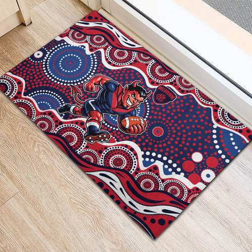 Melbourne Demons Rubber Doormat Aboriginal Dot Pattern - Football Mascot Heritage Pride