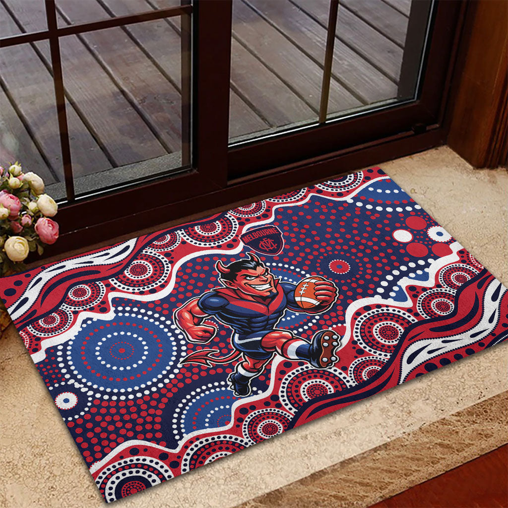 Melbourne Demons Rubber Doormat Aboriginal Dot Pattern - Football Mascot Heritage Pride