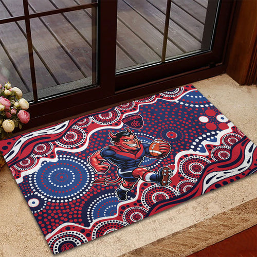 Melbourne Demons Rubber Doormat Aboriginal Dot Pattern - Football Mascot Heritage Pride