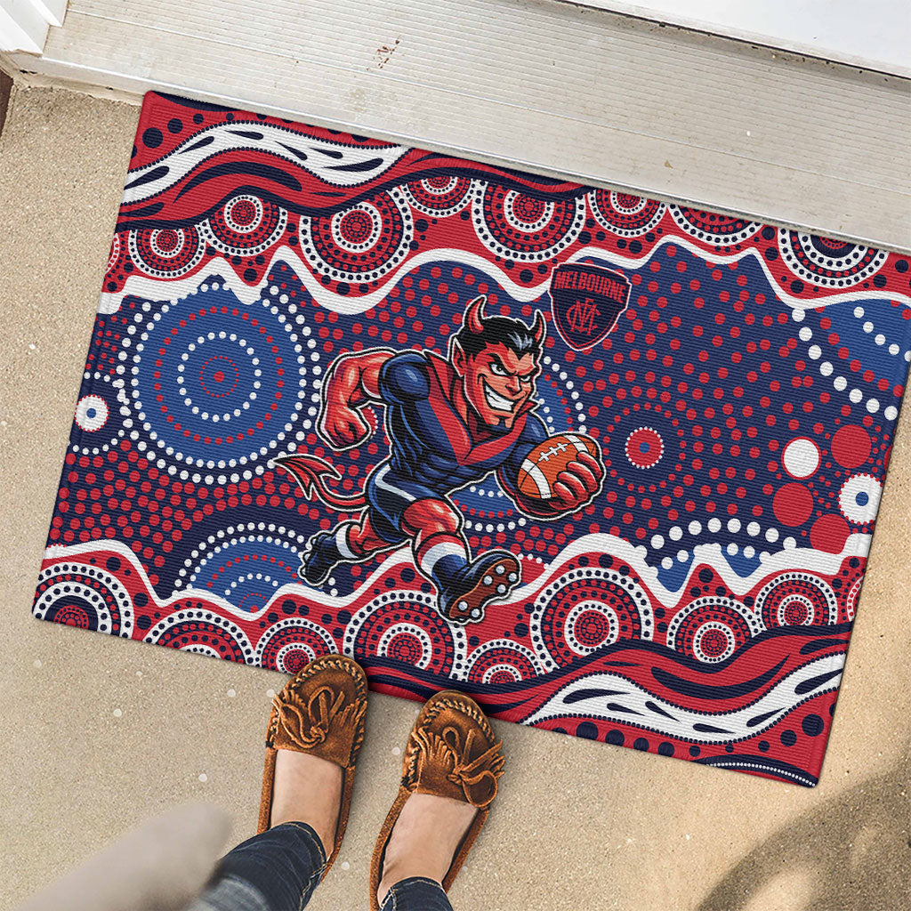 Melbourne Demons Rubber Doormat Aboriginal Dot Pattern - Football Mascot Heritage Pride