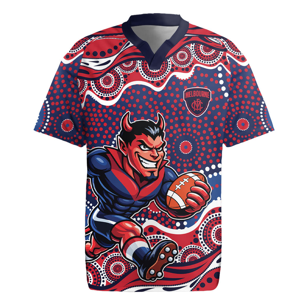 Melbourne Demons Rugby Jersey Aboriginal Dot Pattern - Football Mascot Heritage Pride