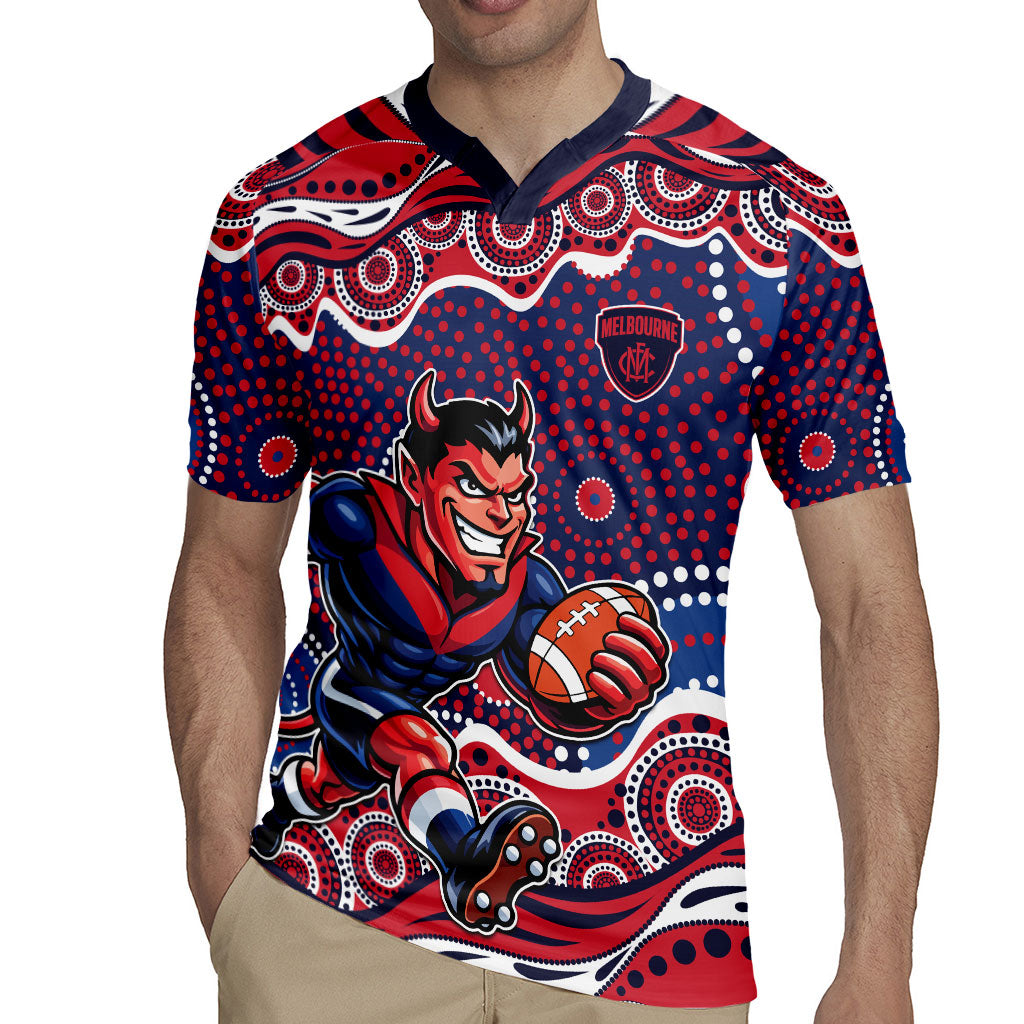Melbourne Demons Rugby Jersey Aboriginal Dot Pattern - Football Mascot Heritage Pride