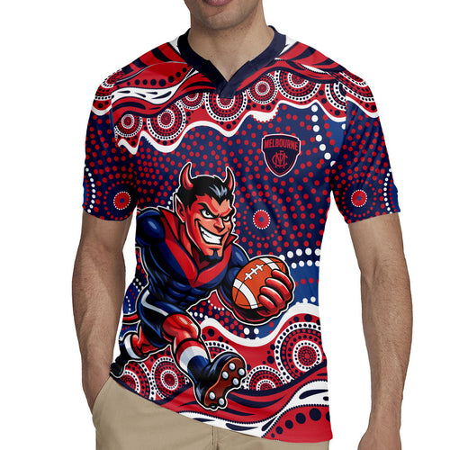 Melbourne Demons Rugby Jersey Aboriginal Dot Pattern - Football Mascot Heritage Pride
