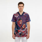 Melbourne Demons Scrub Top Aboriginal Dot Pattern - Football Mascot Heritage Pride