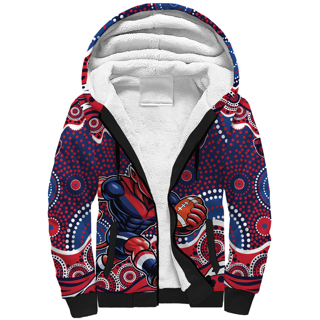 Melbourne Demons Sherpa Hoodie Aboriginal Dot Pattern - Football Mascot Heritage Pride