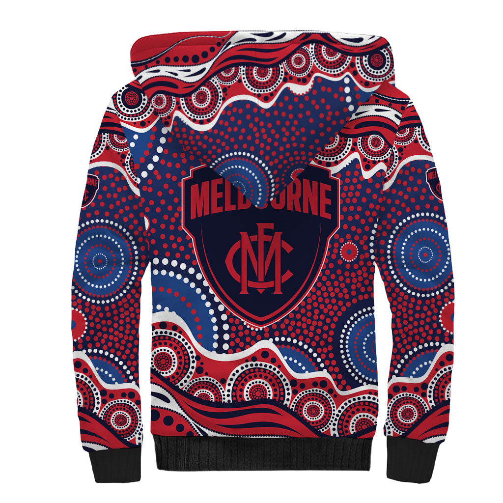 Melbourne Demons Sherpa Hoodie Aboriginal Dot Pattern - Football Mascot Heritage Pride