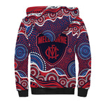Melbourne Demons Sherpa Hoodie Aboriginal Dot Pattern - Football Mascot Heritage Pride