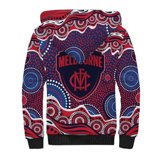 Melbourne Demons Sherpa Hoodie Aboriginal Dot Pattern - Football Mascot Heritage Pride