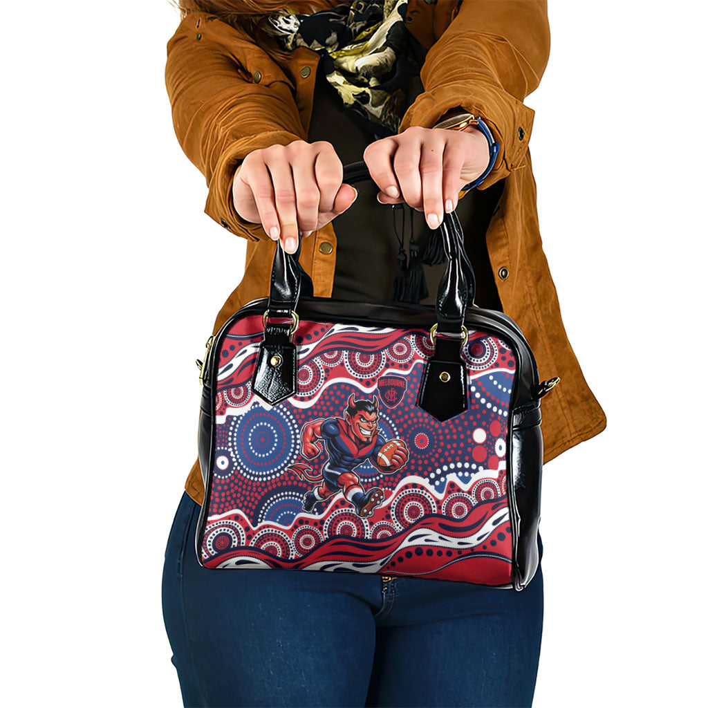 Melbourne Demons Shoulder Handbag Aboriginal Dot Pattern - Football Mascot Heritage Pride