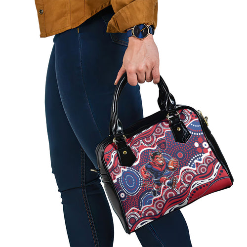 Melbourne Demons Shoulder Handbag Aboriginal Dot Pattern - Football Mascot Heritage Pride