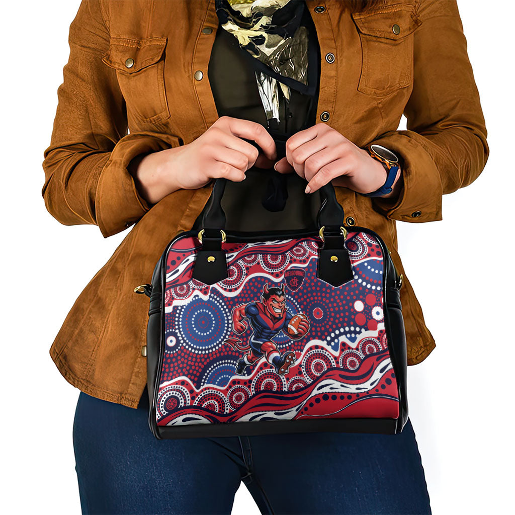 Melbourne Demons Shoulder Handbag Aboriginal Dot Pattern - Football Mascot Heritage Pride