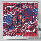 Melbourne Demons Shower Curtain Aboriginal Dot Pattern - Football Mascot Heritage Pride