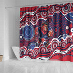 Melbourne Demons Shower Curtain Aboriginal Dot Pattern - Football Mascot Heritage Pride