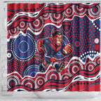 Melbourne Demons Shower Curtain Aboriginal Dot Pattern - Football Mascot Heritage Pride