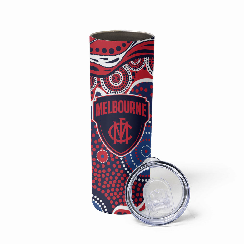 Melbourne Demons Skinny Tumbler Aboriginal Dot Pattern - Football Mascot Heritage Pride