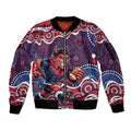 Melbourne Demons Sleeve Zip Bomber Jacket Aboriginal Dot Pattern - Football Mascot Heritage Pride
