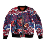 Melbourne Demons Sleeve Zip Bomber Jacket Aboriginal Dot Pattern - Football Mascot Heritage Pride