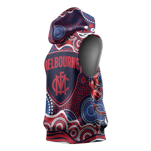 Melbourne Demons Sleeveless Hoodie Aboriginal Dot Pattern - Football Mascot Heritage Pride