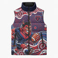 Melbourne Demons Sleeveless Puffer Jacket Aboriginal Dot Pattern - Football Mascot Heritage Pride