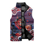 Melbourne Demons Sleeveless Puffer Jacket Aboriginal Dot Pattern - Football Mascot Heritage Pride