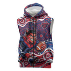 Melbourne Demons Sleeveless Zip Hoodie Aboriginal Dot Pattern - Football Mascot Heritage Pride