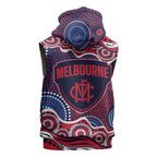 Melbourne Demons Sleeveless Zip Hoodie Aboriginal Dot Pattern - Football Mascot Heritage Pride