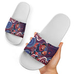 Melbourne Demons Slide Sandals Aboriginal Dot Pattern - Football Mascot Heritage Pride