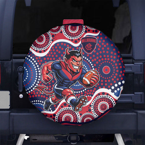 Melbourne Demons Spare Tire Cover Aboriginal Dot Pattern - Football Mascot Heritage Pride