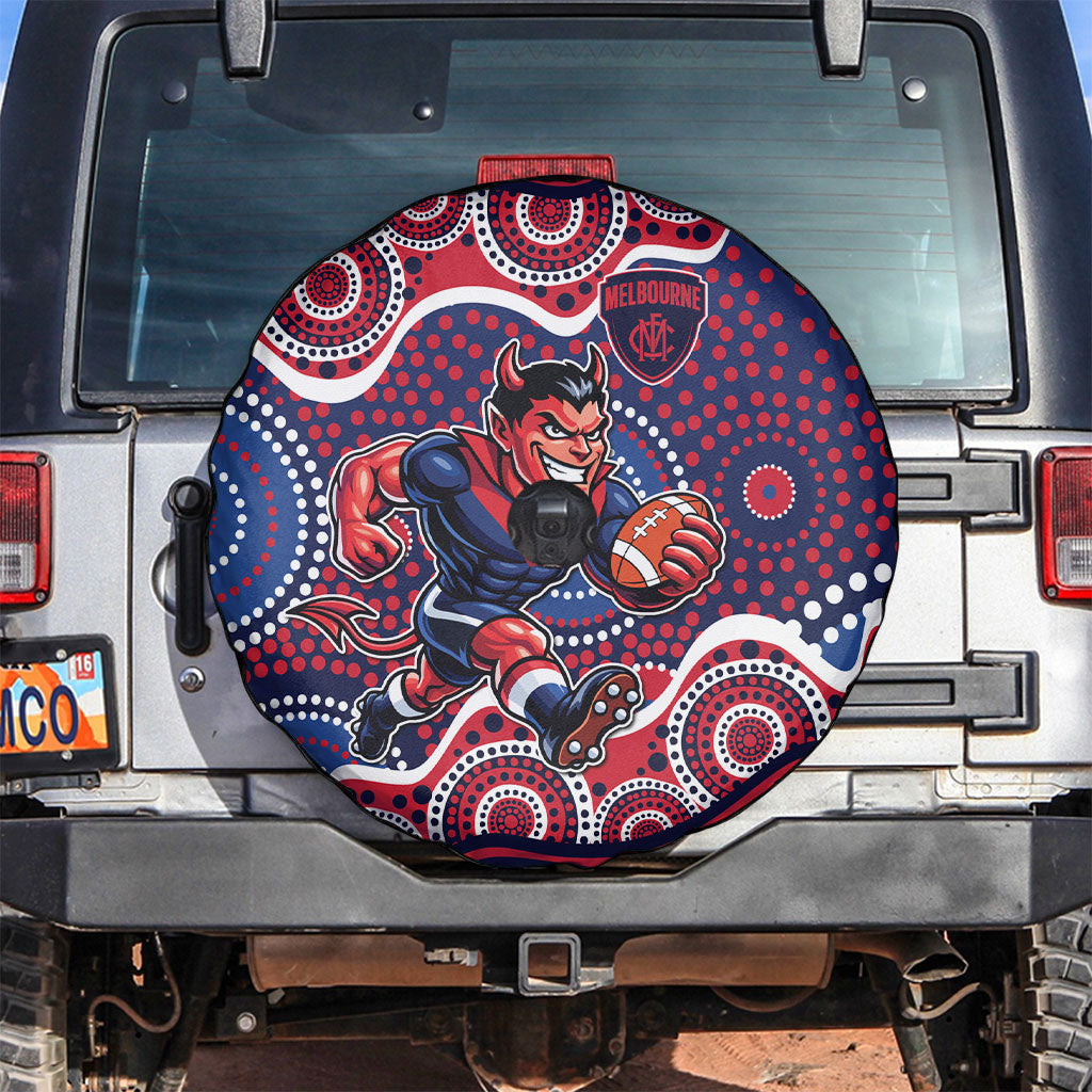 Melbourne Demons Spare Tire Cover Aboriginal Dot Pattern - Football Mascot Heritage Pride