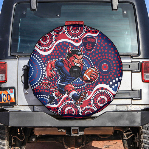 Melbourne Demons Spare Tire Cover Aboriginal Dot Pattern - Football Mascot Heritage Pride