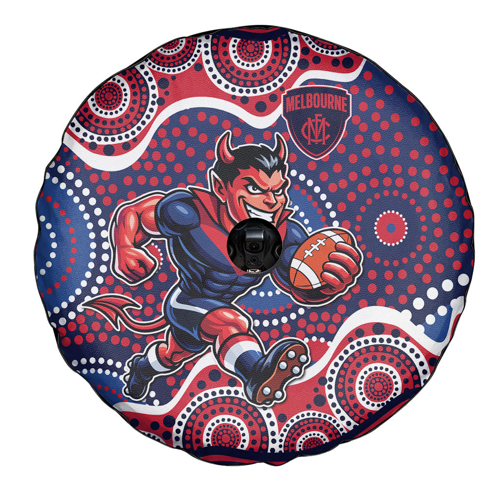 Melbourne Demons Spare Tire Cover Aboriginal Dot Pattern - Football Mascot Heritage Pride