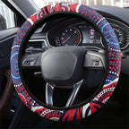Melbourne Demons Steering Wheel Cover Aboriginal Dot Pattern - Football Mascot Heritage Pride