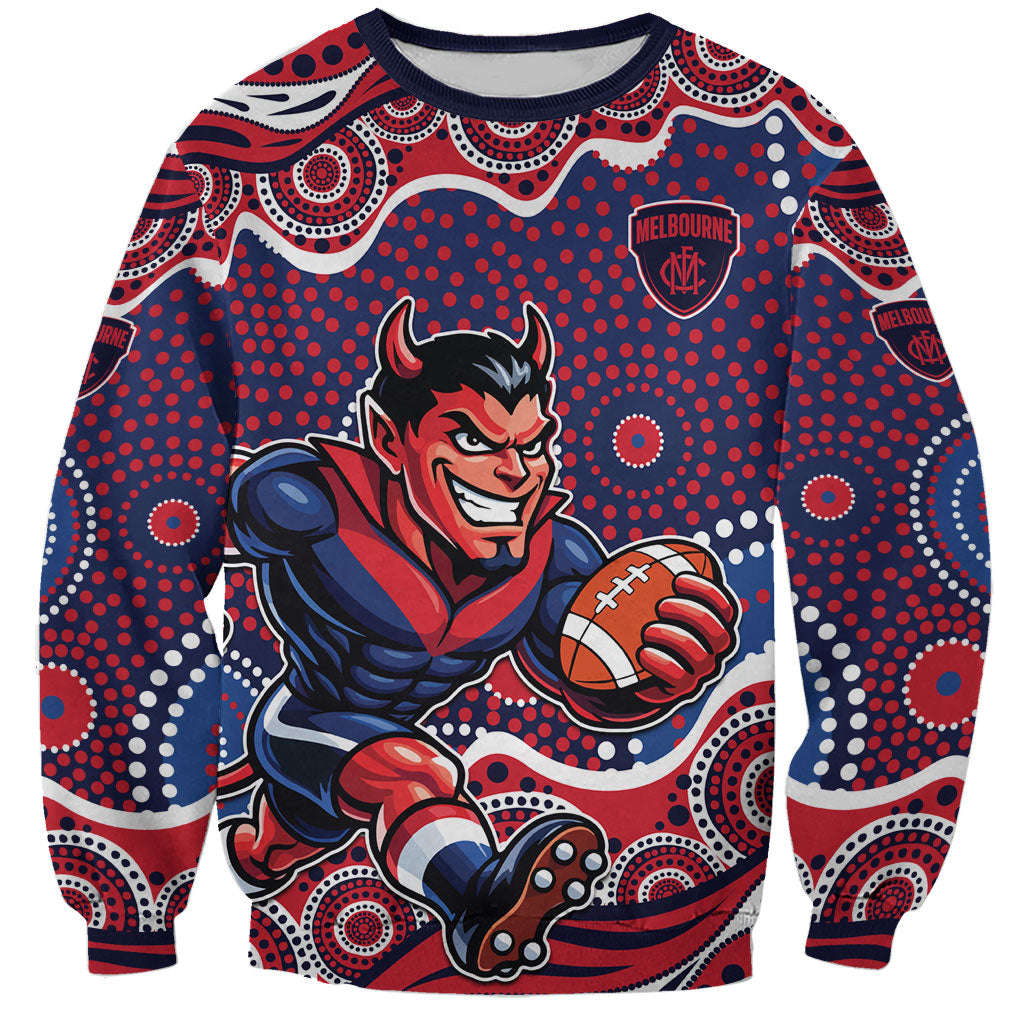 Melbourne Demons Sweatshirt Aboriginal Dot Pattern - Football Mascot Heritage Pride