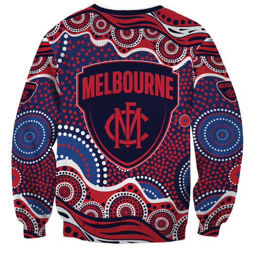 Melbourne Demons Sweatshirt Aboriginal Dot Pattern - Football Mascot Heritage Pride