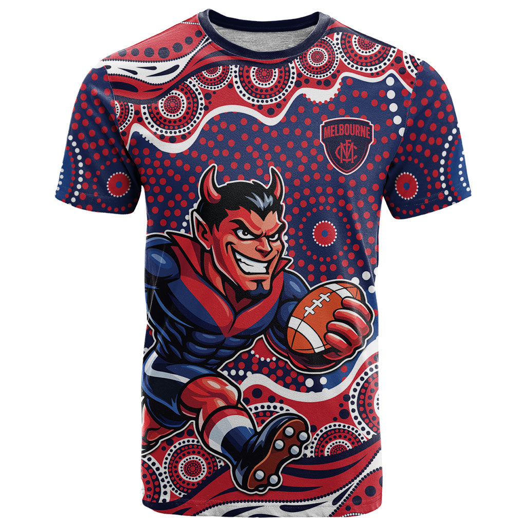 Melbourne Demons T Shirt Aboriginal Dot Pattern - Football Mascot Heritage Pride