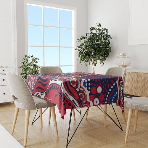 Melbourne Demons Tablecloth Aboriginal Dot Pattern - Football Mascot Heritage Pride