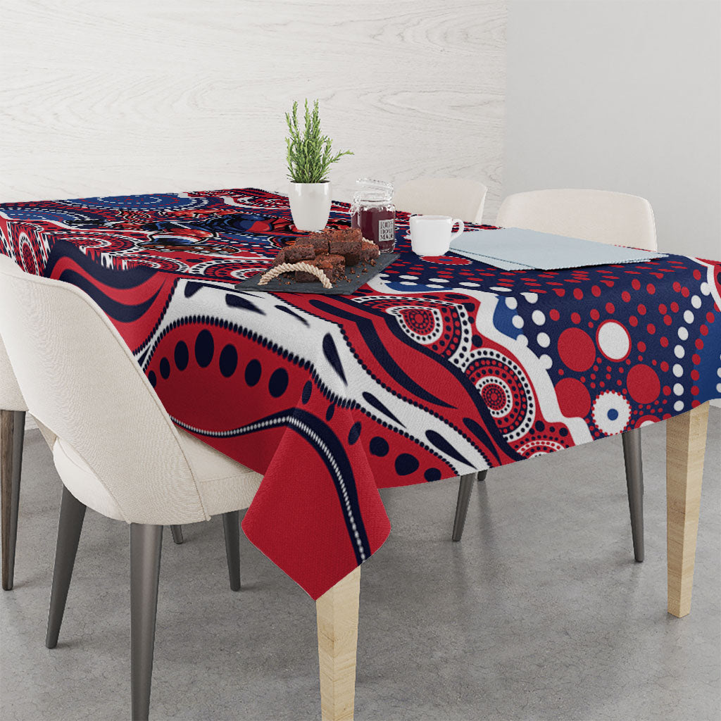 Melbourne Demons Tablecloth Aboriginal Dot Pattern - Football Mascot Heritage Pride