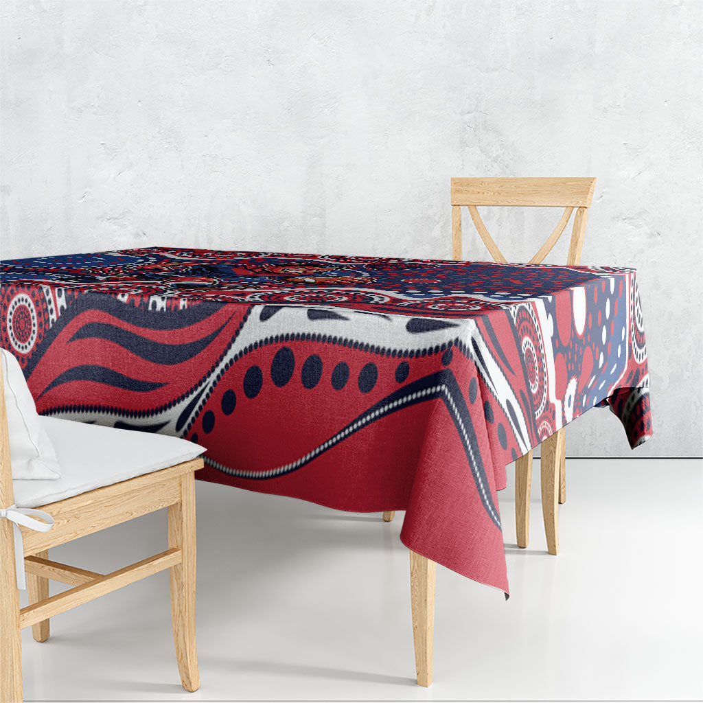 Melbourne Demons Tablecloth Aboriginal Dot Pattern - Football Mascot Heritage Pride