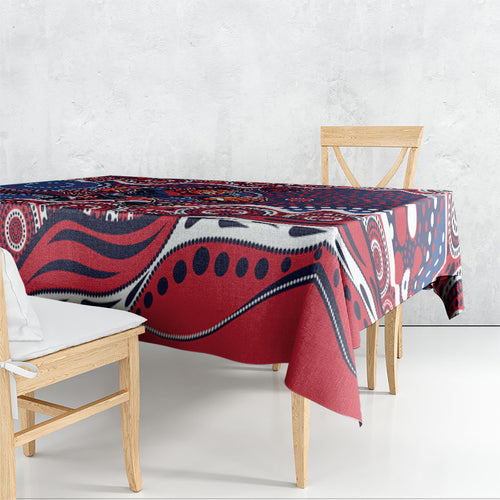 Melbourne Demons Tablecloth Aboriginal Dot Pattern - Football Mascot Heritage Pride