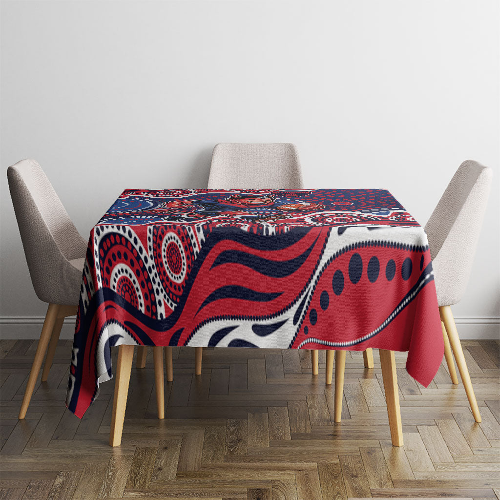 Melbourne Demons Tablecloth Aboriginal Dot Pattern - Football Mascot Heritage Pride