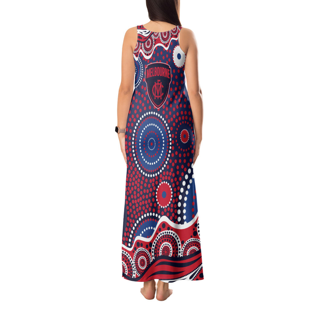 Melbourne Demons Tank Maxi Dress Aboriginal Dot Pattern - Football Mascot Heritage Pride