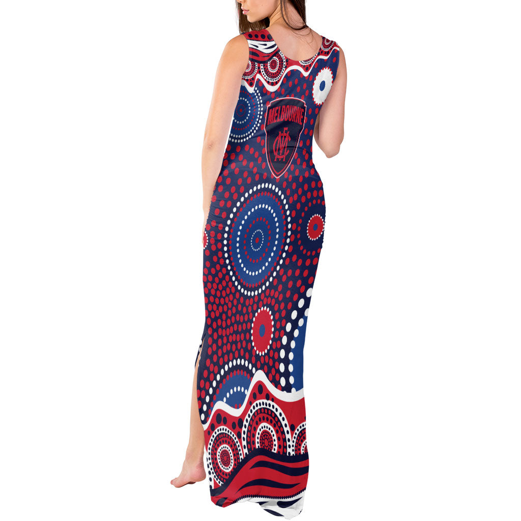 Melbourne Demons Tank Maxi Dress Aboriginal Dot Pattern - Football Mascot Heritage Pride