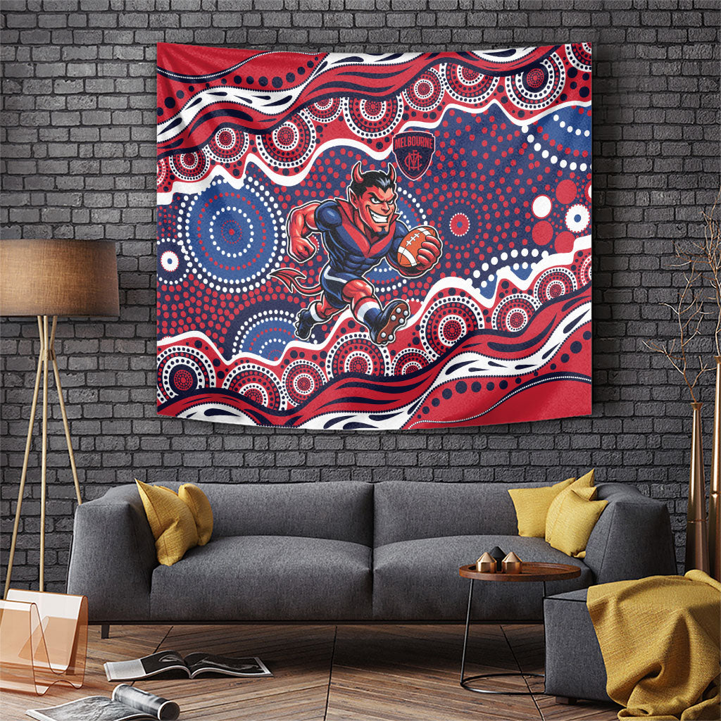 Melbourne Demons Tapestry Aboriginal Dot Pattern - Football Mascot Heritage Pride