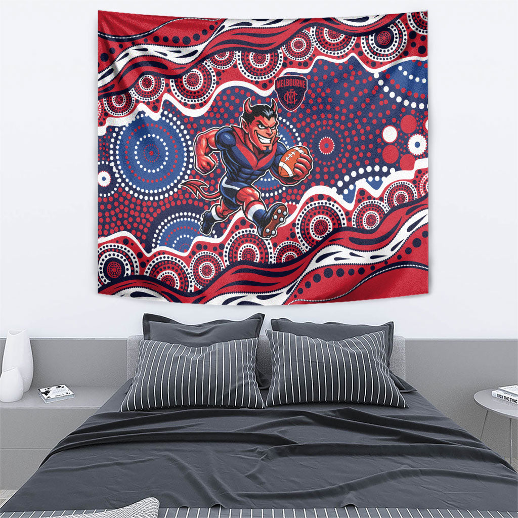 Melbourne Demons Tapestry Aboriginal Dot Pattern - Football Mascot Heritage Pride