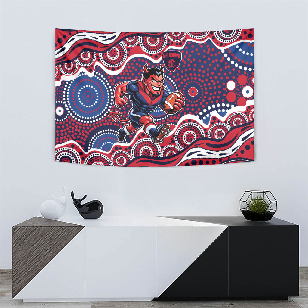 Melbourne Demons Tapestry Aboriginal Dot Pattern - Football Mascot Heritage Pride